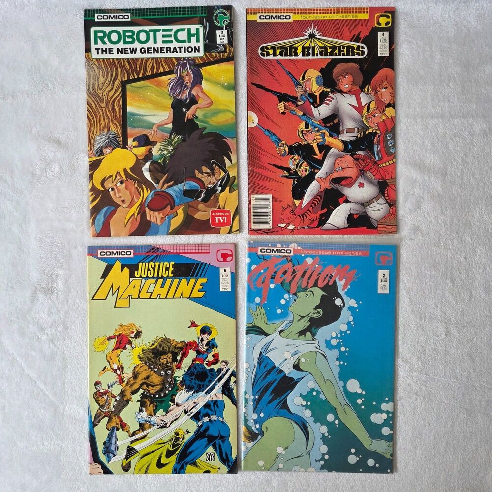 Robotech #3 Star‎ Blazers #4 Justice Machine #6 Fathom #2 80s Comico Anime Lot